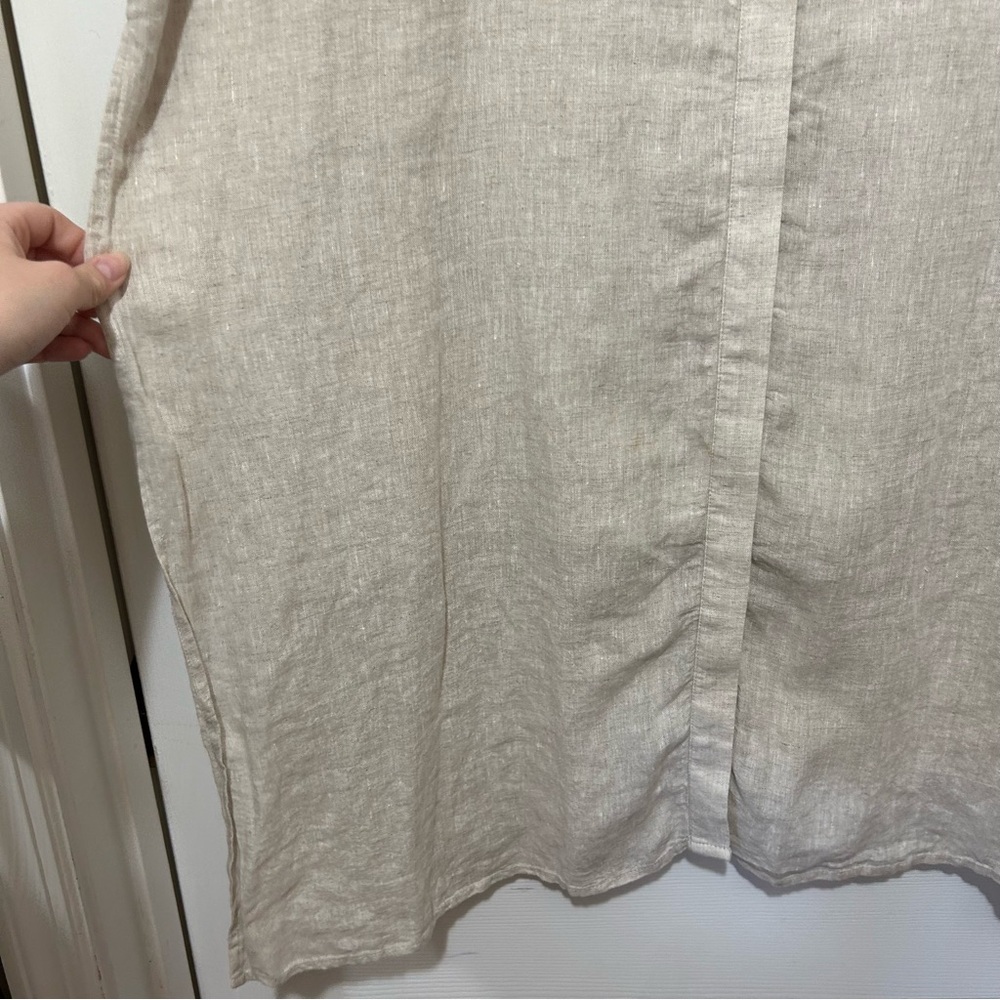 Chico's Sleeveless Linen Tunic Light Beige Lagenlook Resortwear Beach Sz 4 (XXL) - Picture 5 of 9